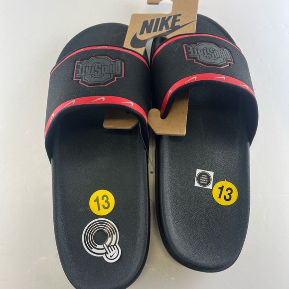 NIKE OHIO STATE OFFCOURT SLIDES SANDALS BLACK RED RARE NEW DD0534-001 - Picture 3 of 6